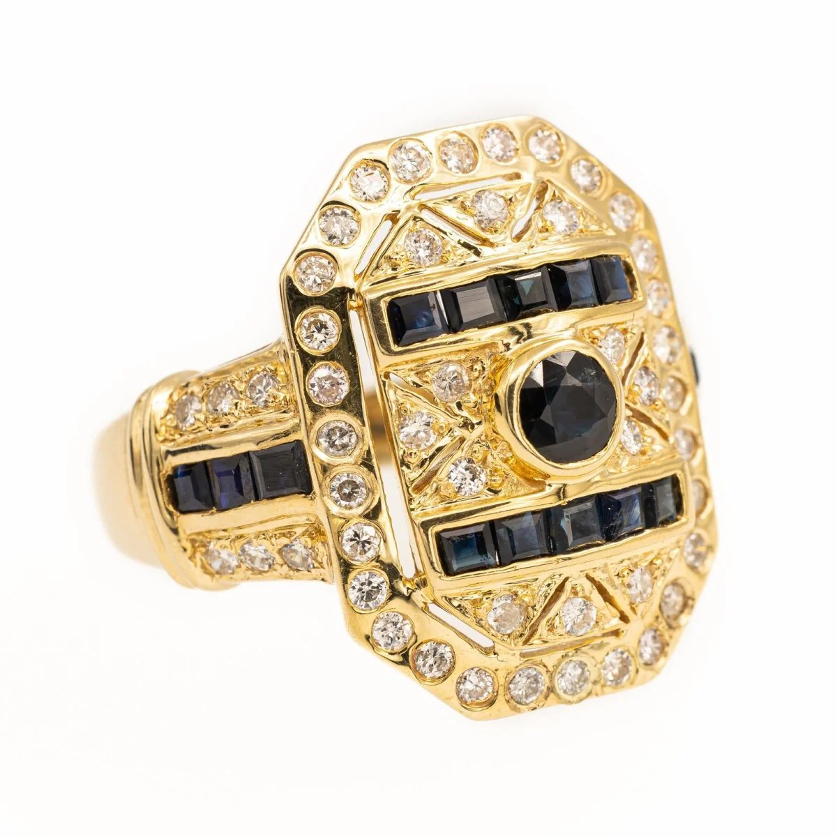 Cocktail ring in yellow gold and sapphire - Image 7