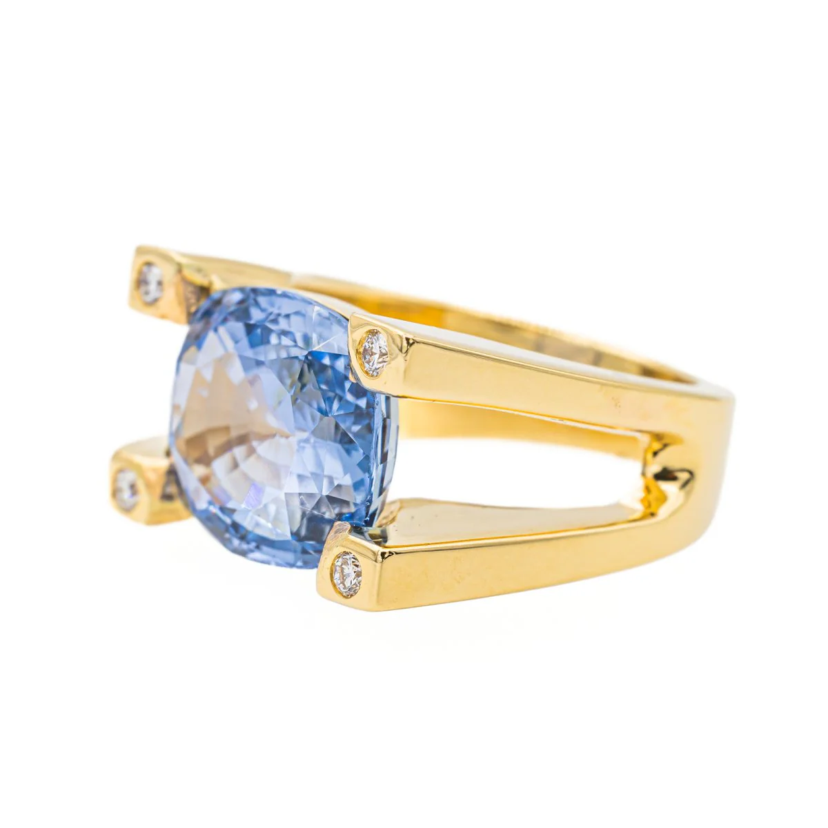 Ring Cocktail Yellow gold Sapphire - Image 3