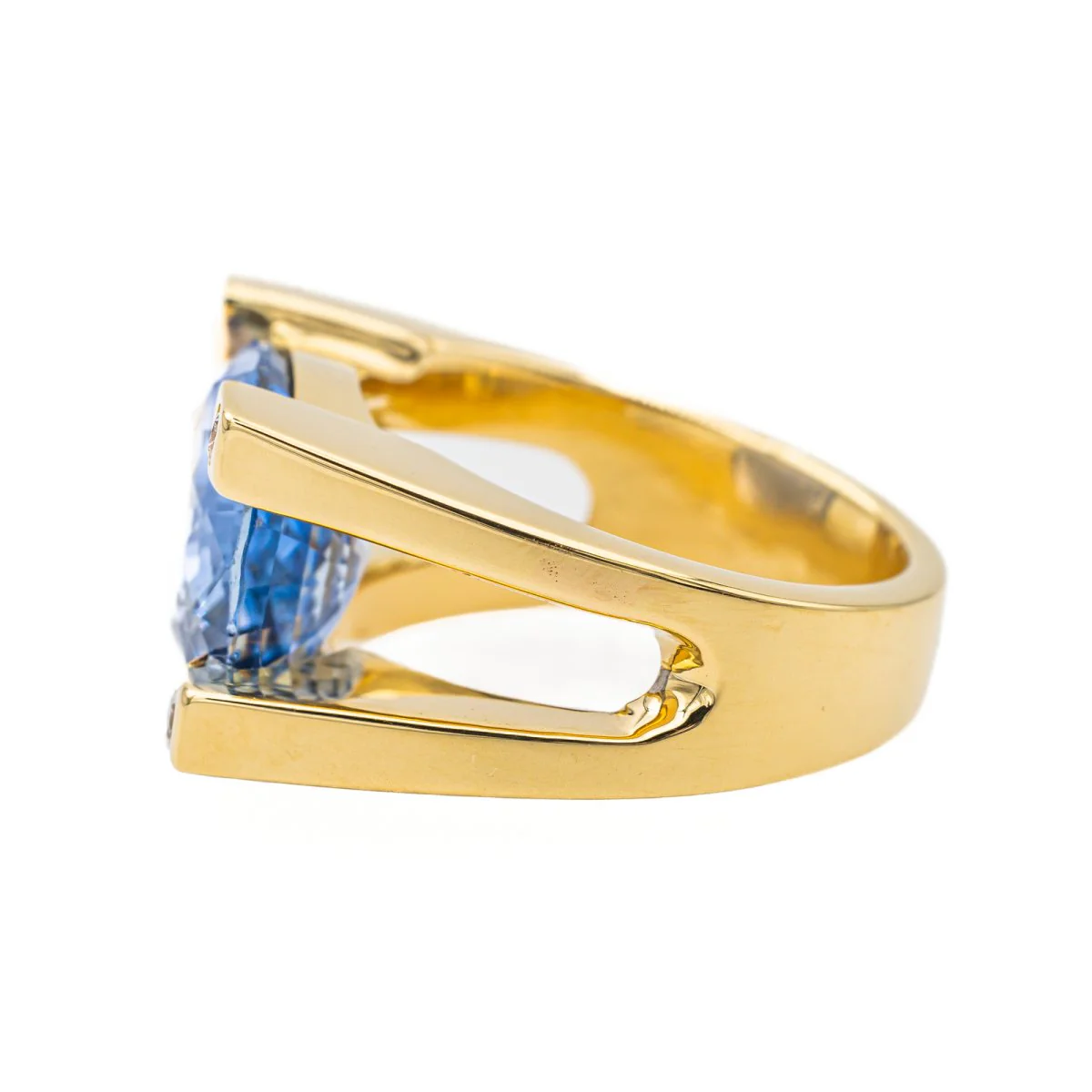 Ring Cocktail Yellow gold Sapphire - Image 4