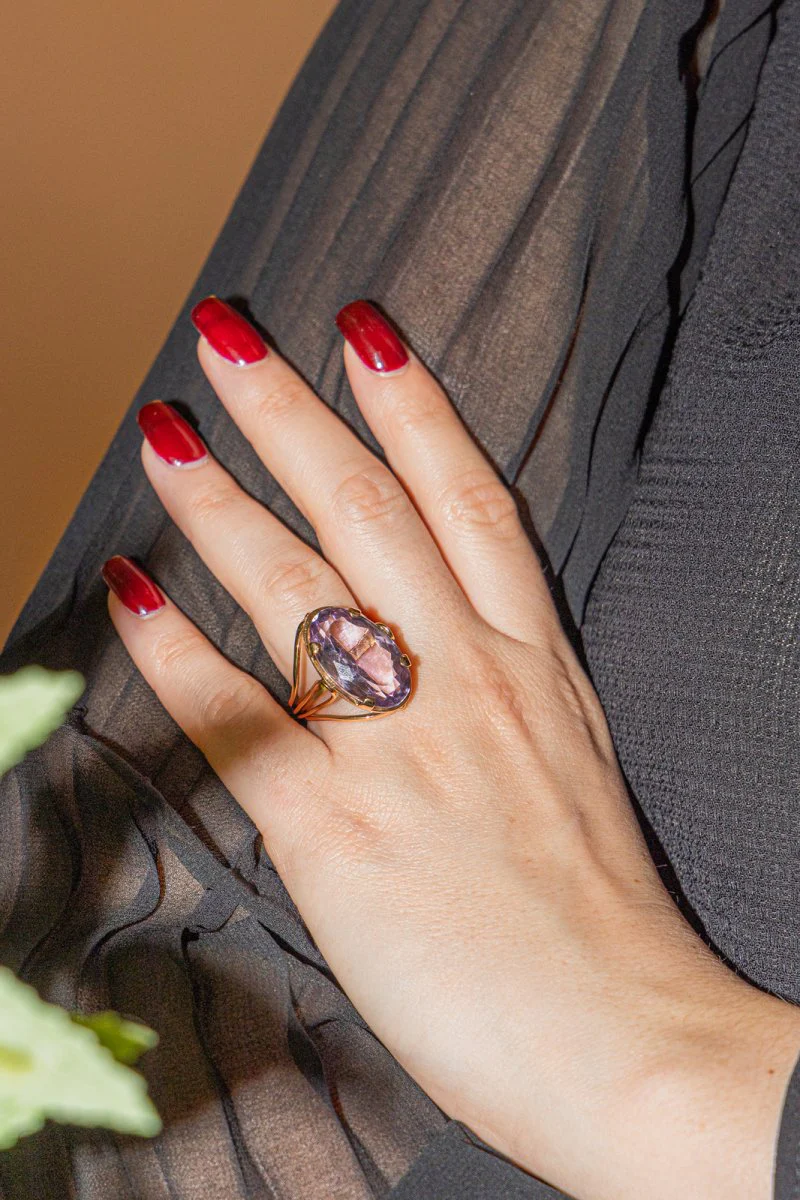 Cocktail ring in rose gold and amethyst - Image 2