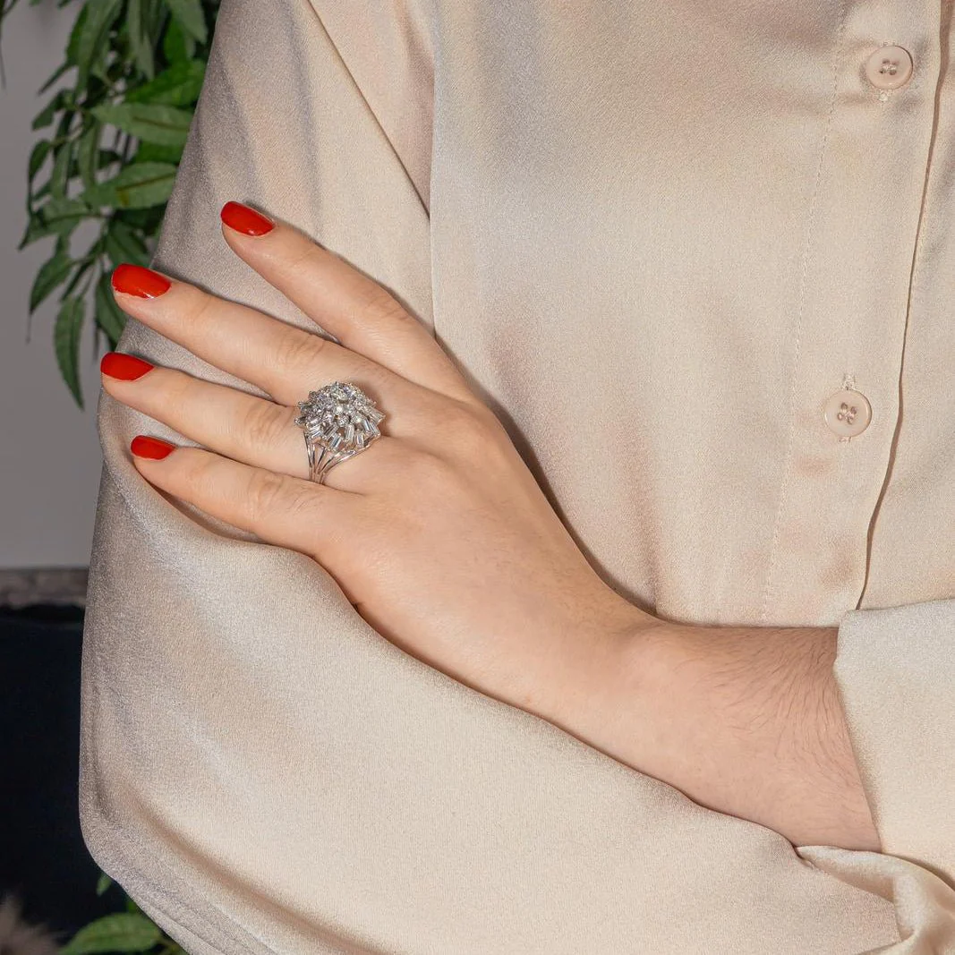 Ring Cocktail in paltinium and diamonds - Image 2