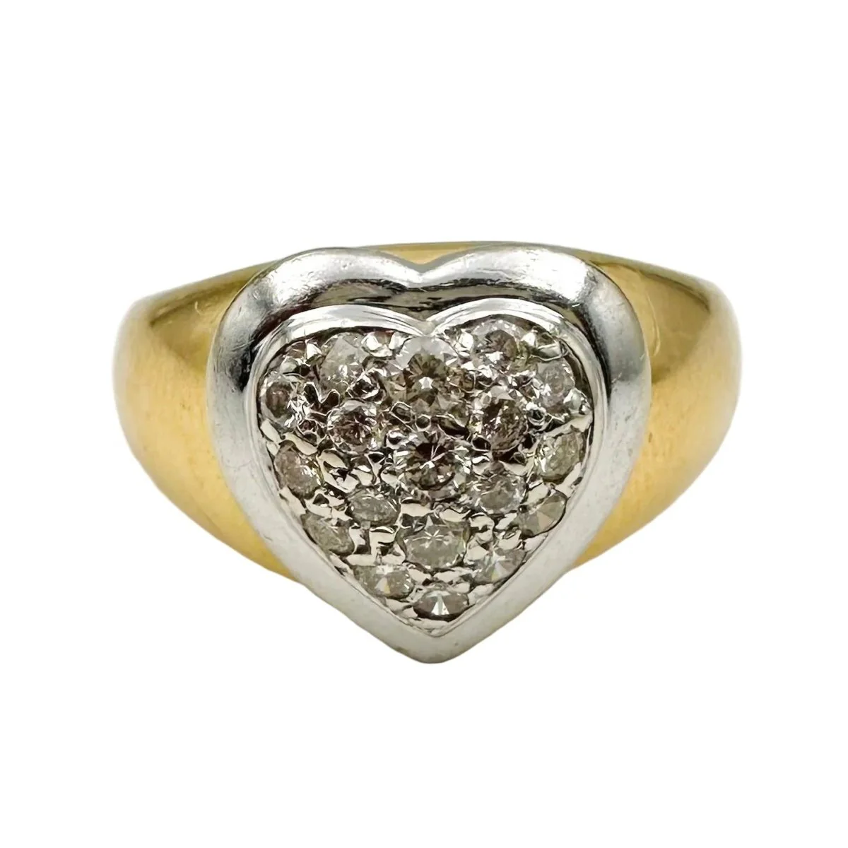 Yellow gold, White gold and Diamond Heart Ring
