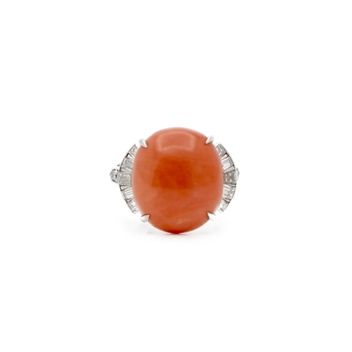 Ring coral, paltinium and diamonds