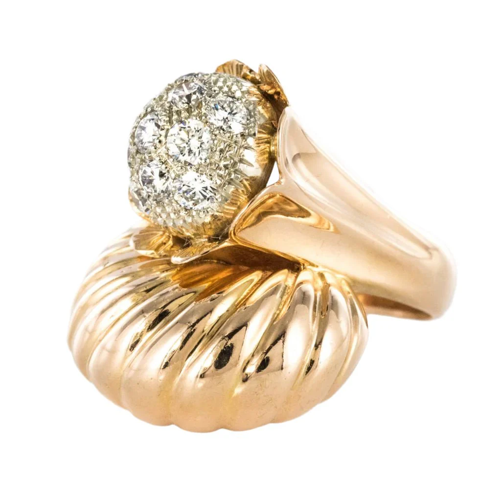 Cocktail ring in yellow gold and diamonds - Image 3