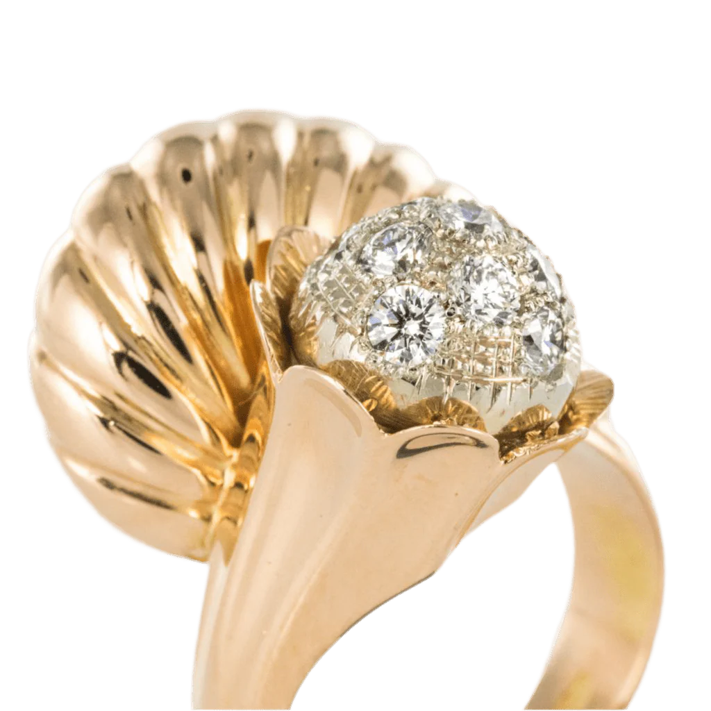 Cocktail ring in yellow gold and diamonds - Image 4
