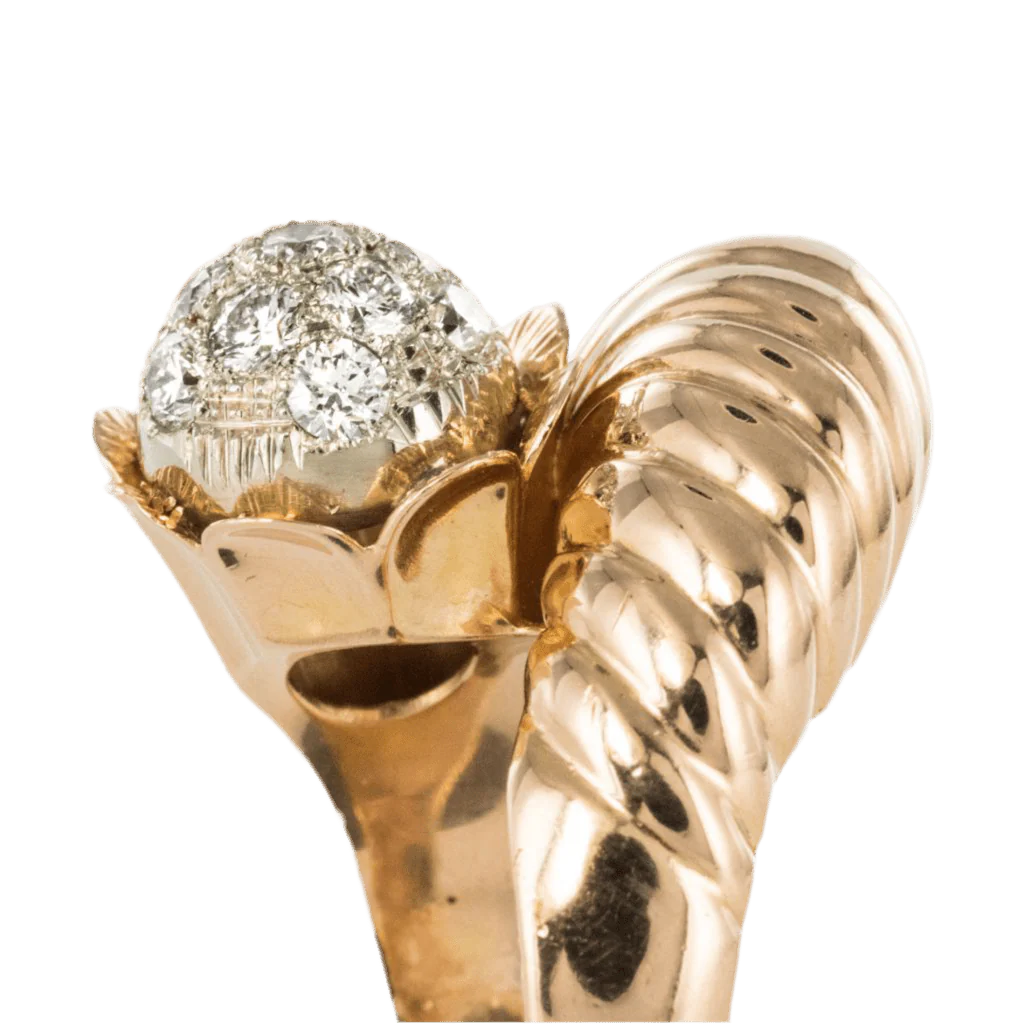 Cocktail ring in yellow gold and diamonds - Image 5