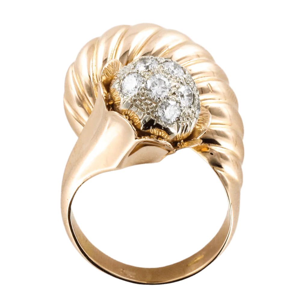 Cocktail ring in yellow gold and diamonds - Image 6