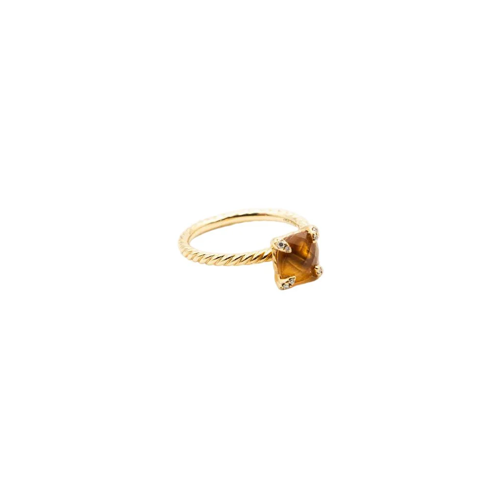 Ring DAVID YURMAN "Chatelaine" solitaire in yellow gold, citrine and diamonds - Image 3
