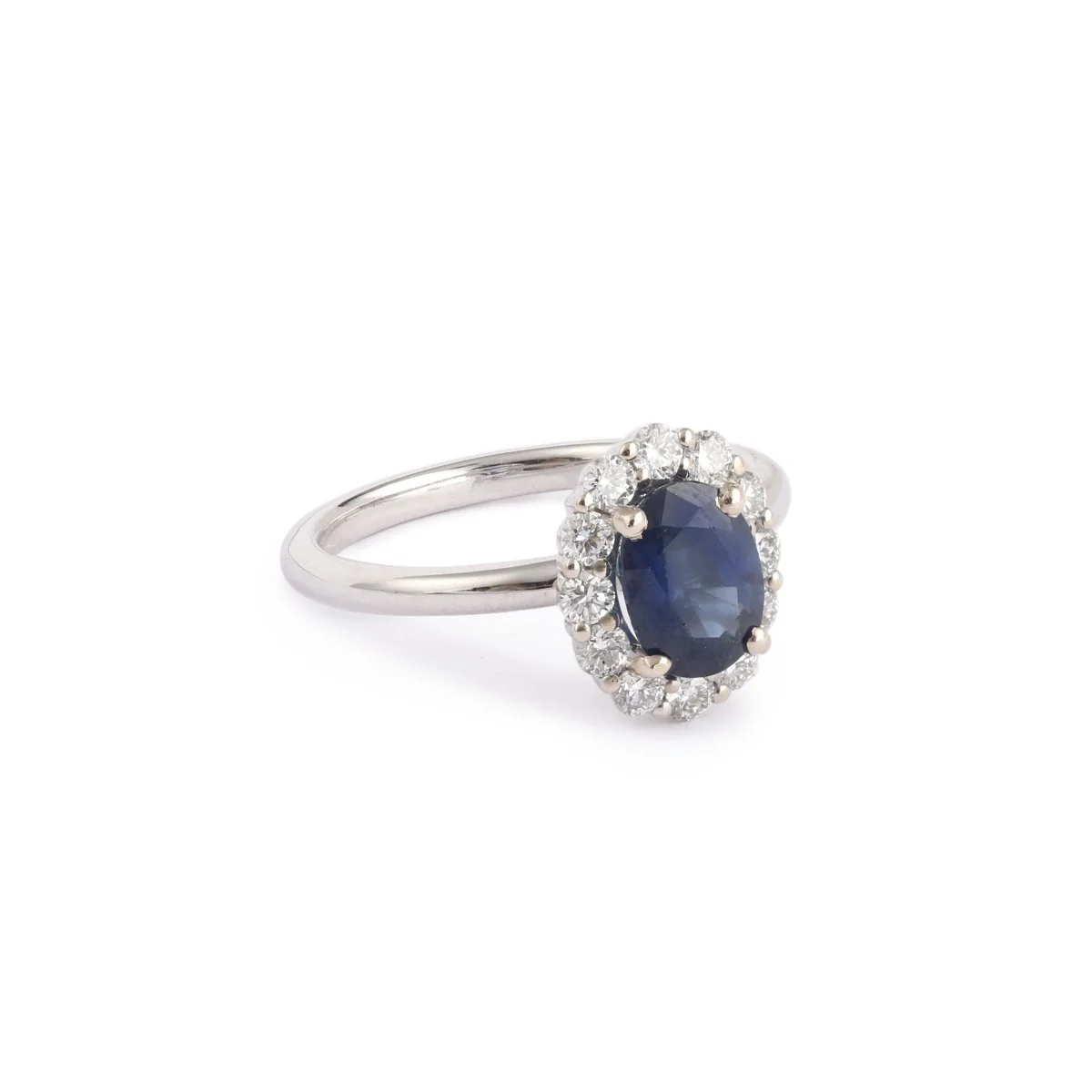 Pompadour Ring, Sapphire, 1.50 Diamonds, 18 Carat White Gold - Image 2