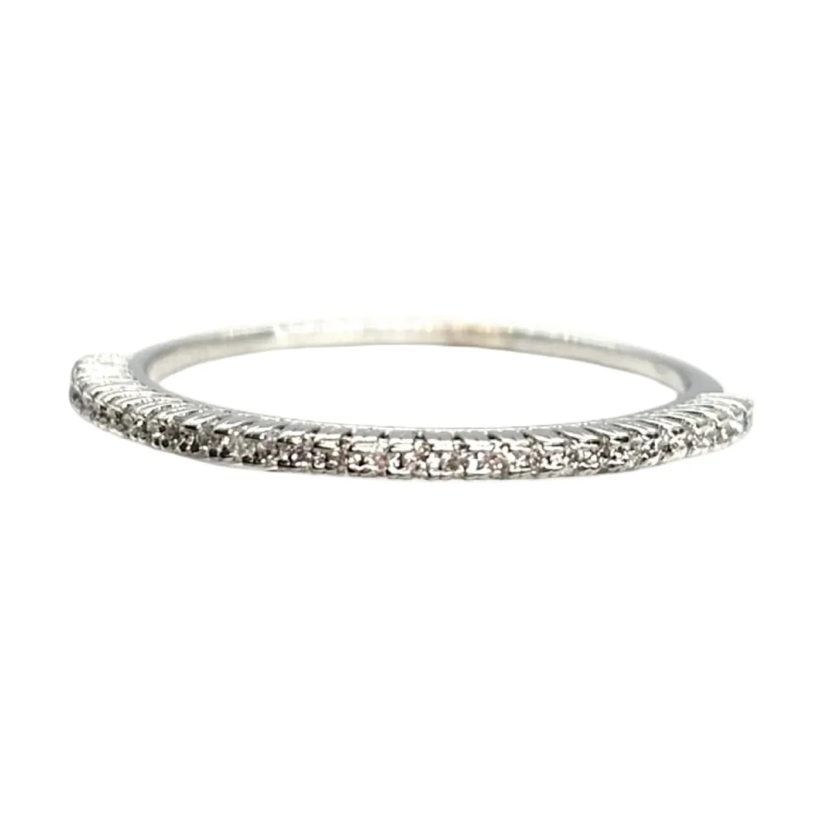 White Gold Half-Wedding Band with Diamonds