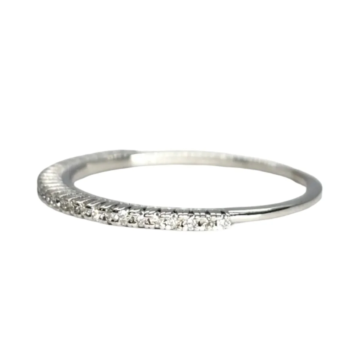 White Gold Half-Wedding Band with Diamonds - Image 3