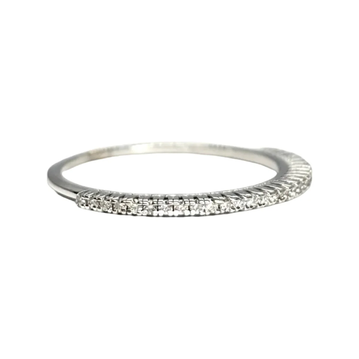 White Gold Half-Wedding Band with Diamonds - Image 5