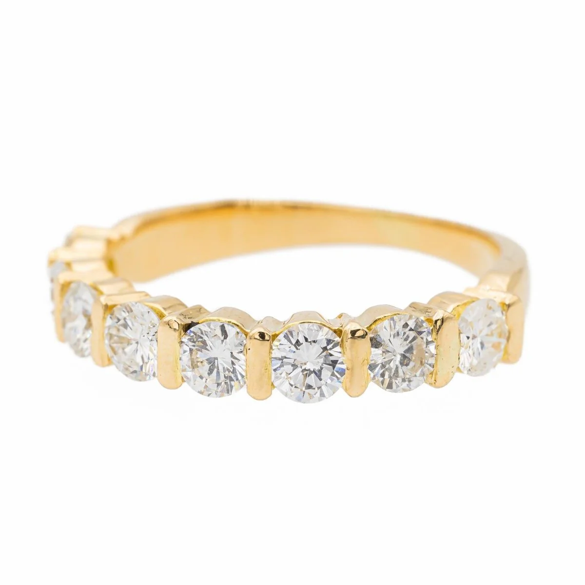 Half wedding ring in yellow gold and diamonds - Image 2