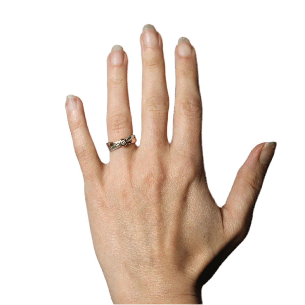 Wedding band in yellow gold, white gold and diamond - Image 2