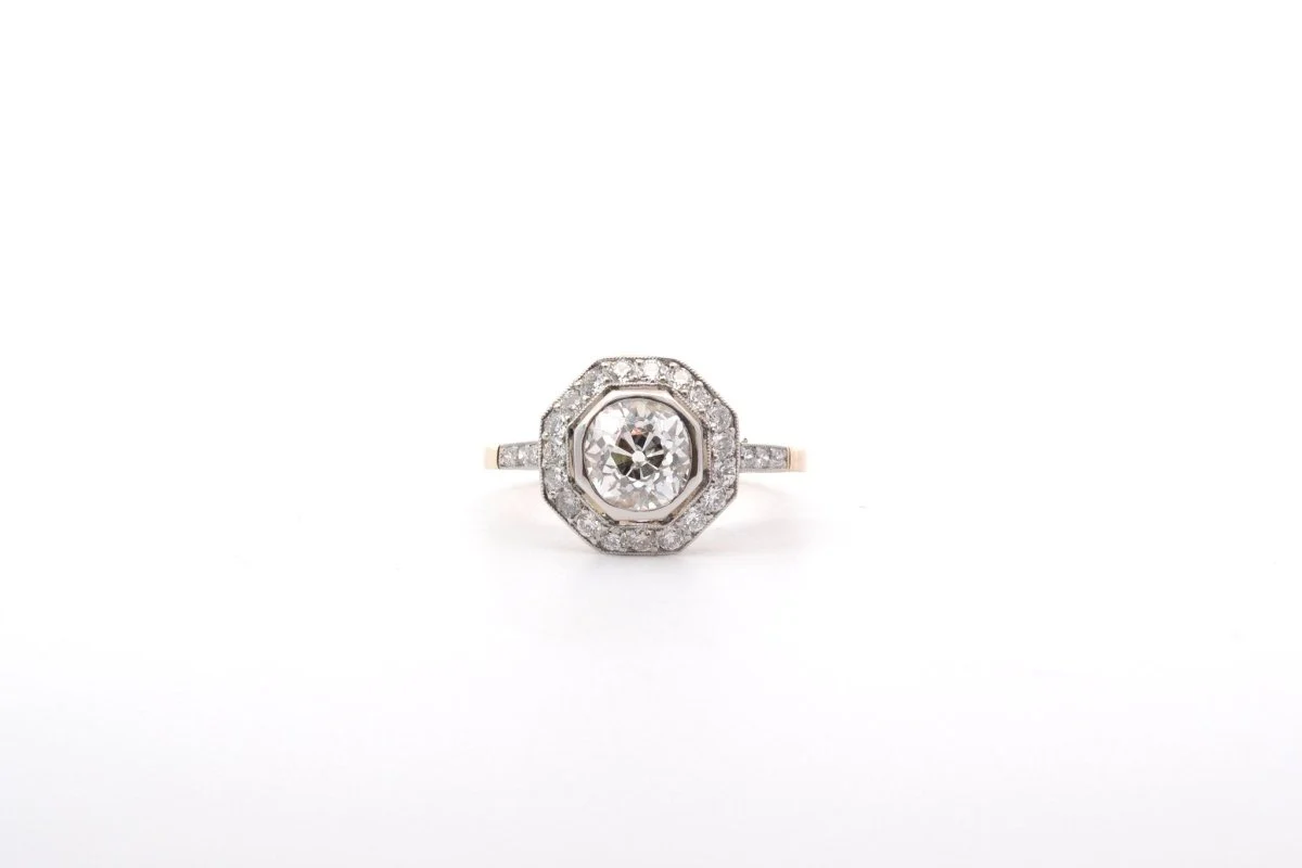 Ring diamond J/P1 in 18k Gold and Platinum - Image 2