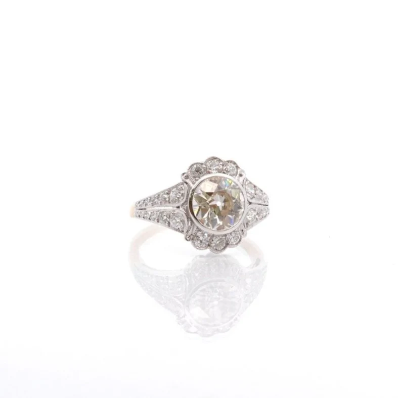 1.77 cts J/VS2 diamond ring in 18k gold and platinum  - Image 2