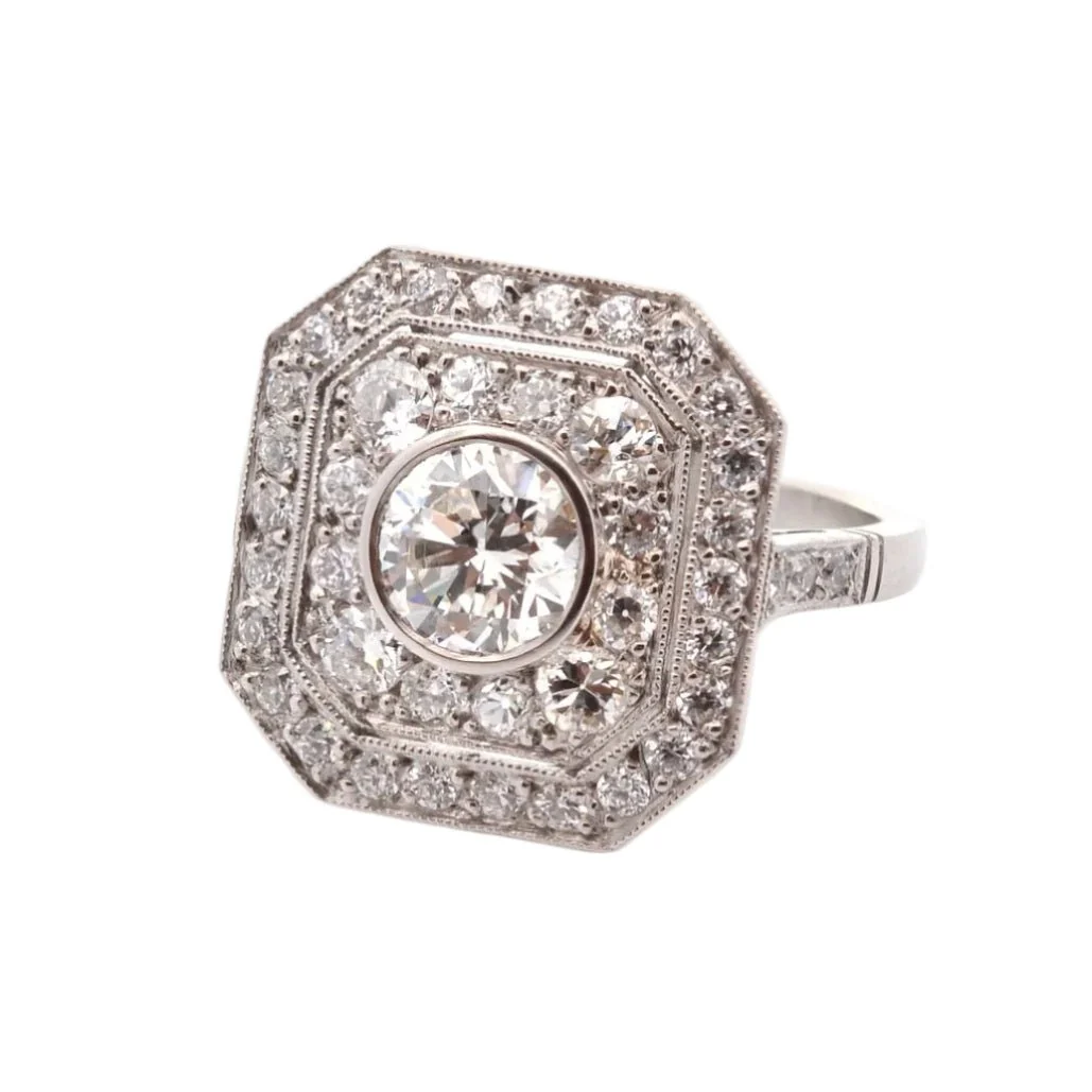 Platinum and diamond surround ring - Image 2