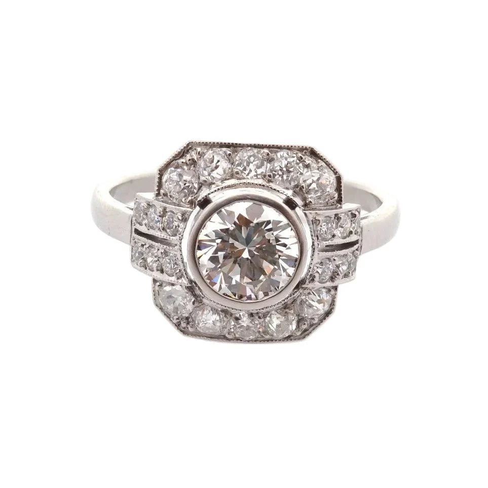 Platinum and Diamond Pompadour Ring