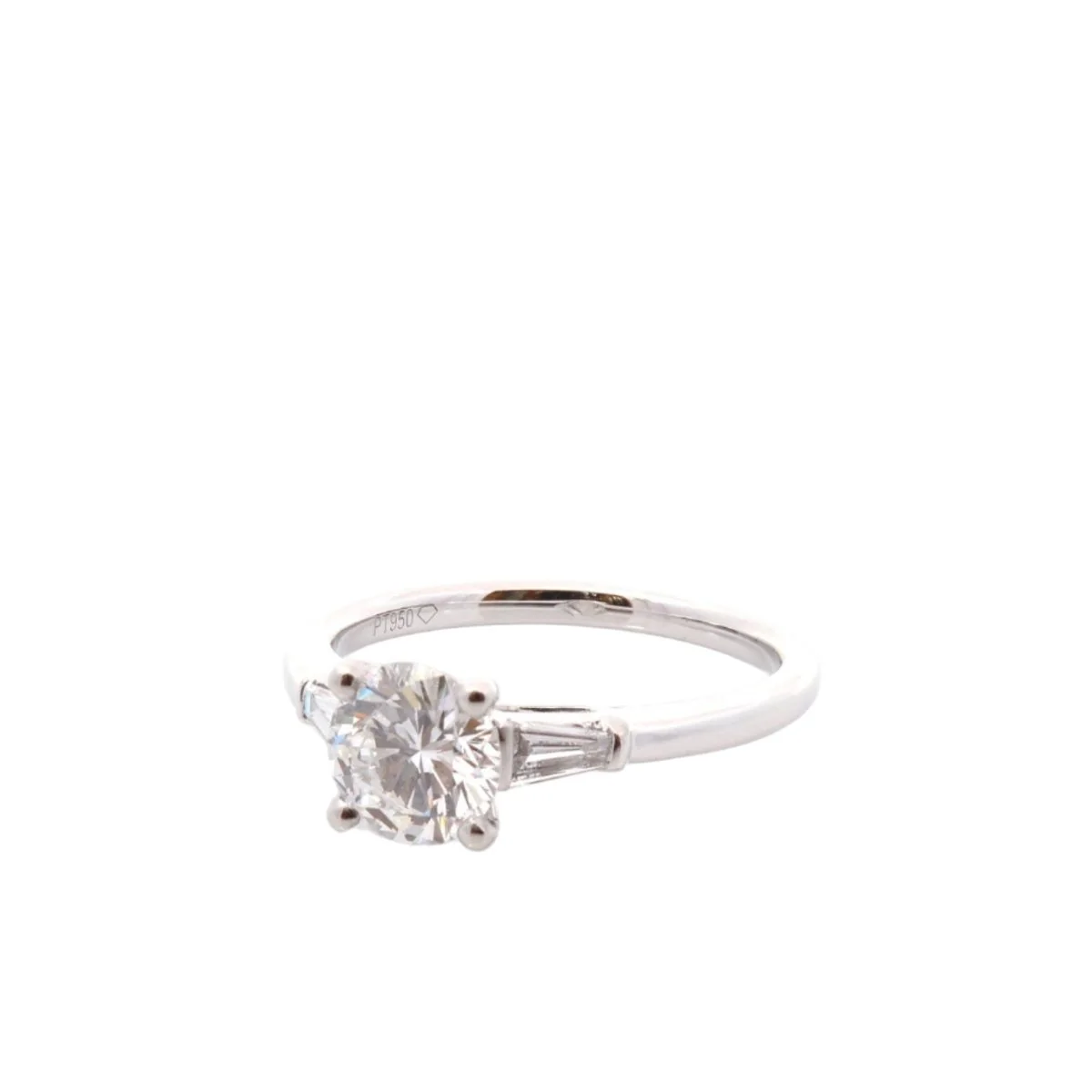 Solitaire ring in platinum and diamonds - Image 2