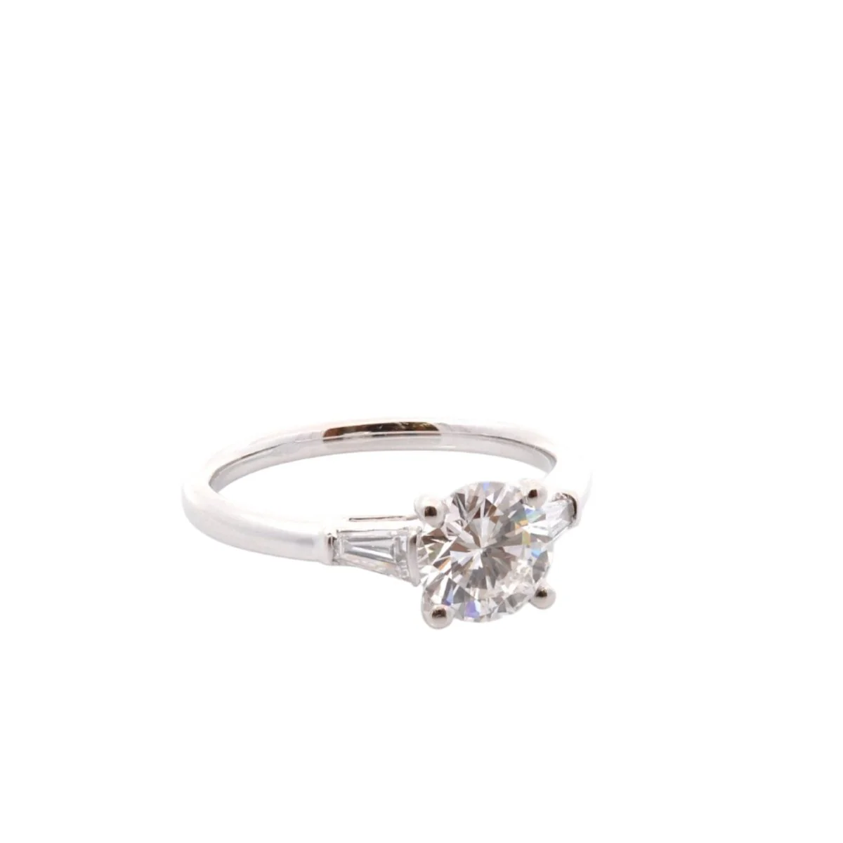 Solitaire ring in platinum and diamonds - Image 4