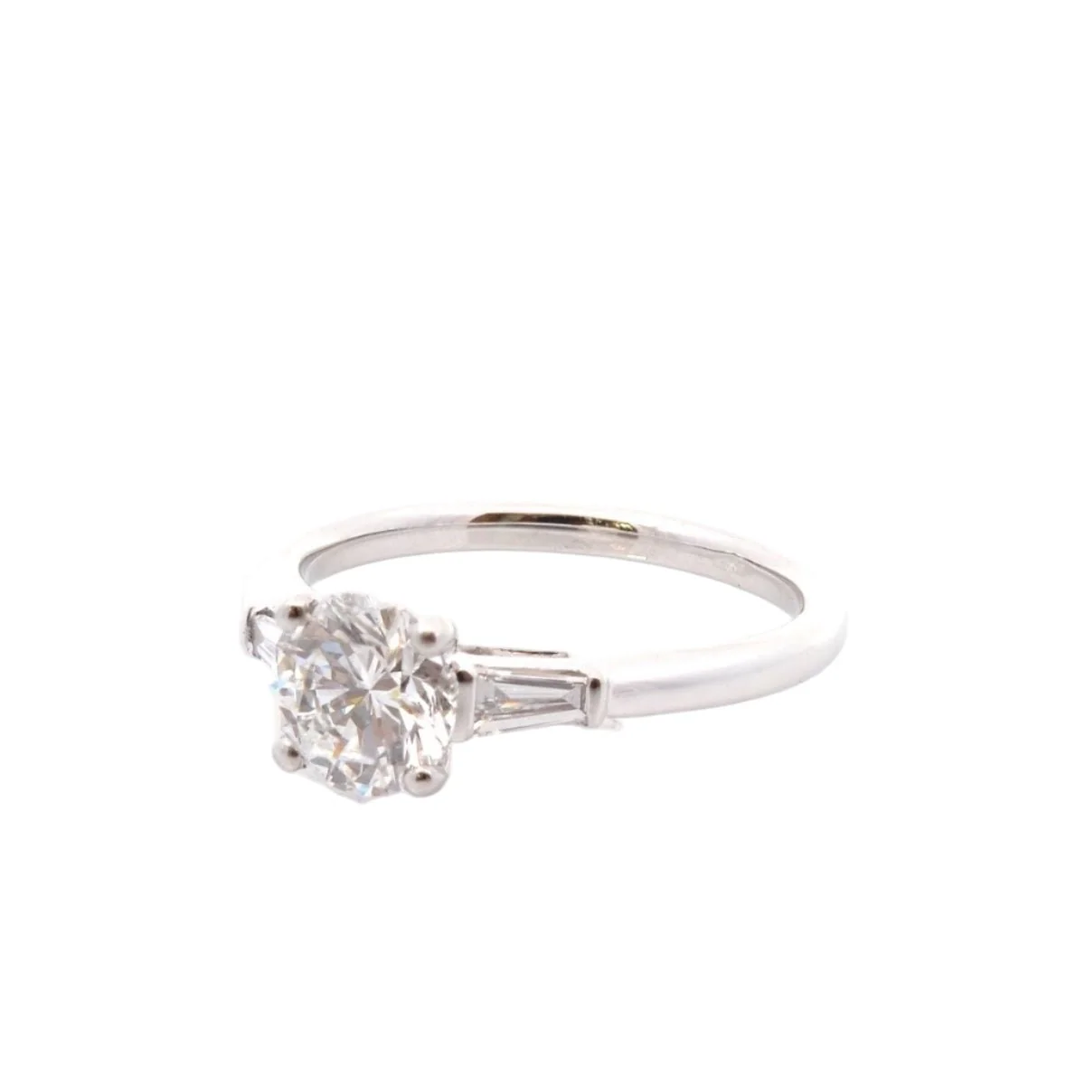 Solitaire ring in platinum and diamonds - Image 2