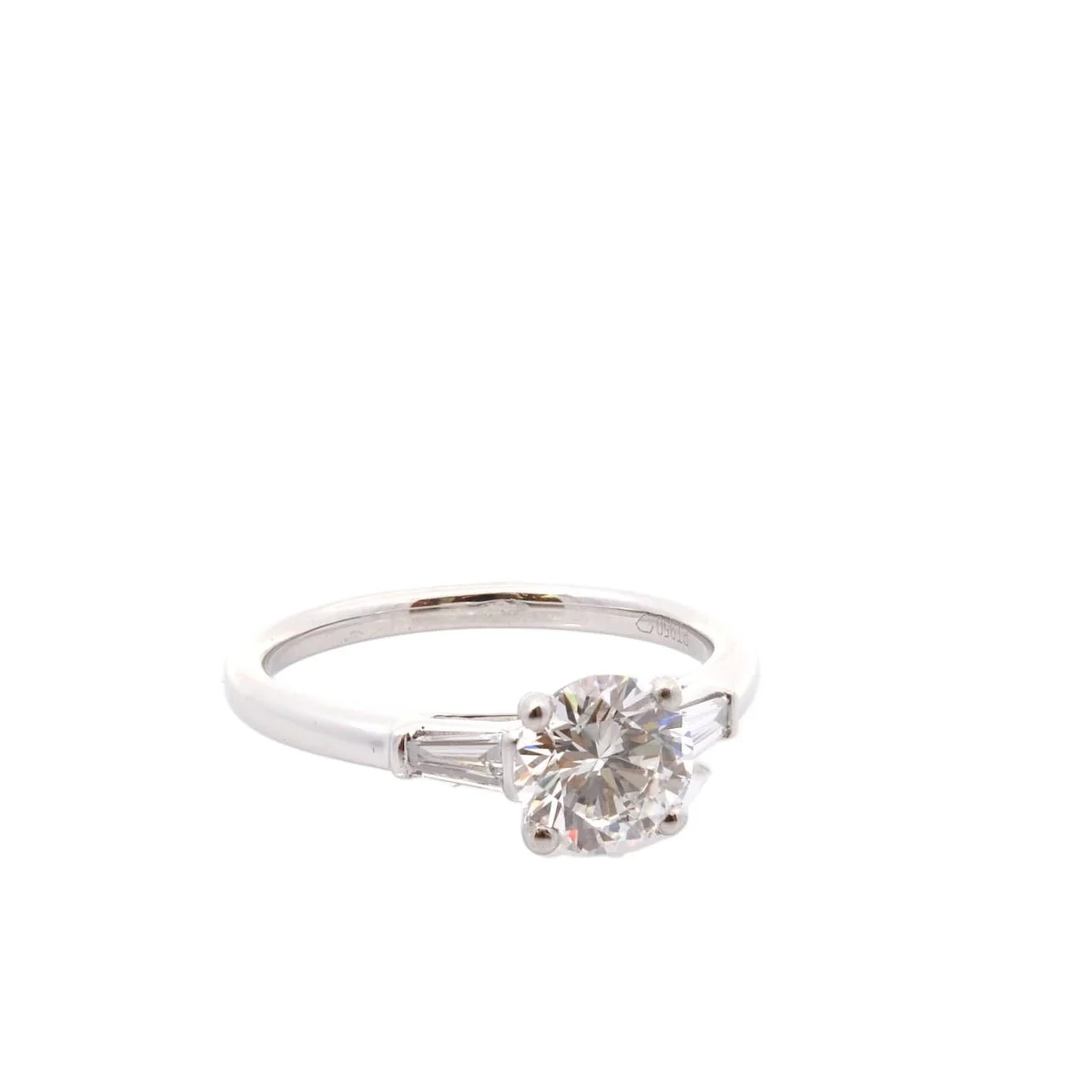Solitaire ring in platinum and diamonds - Image 4