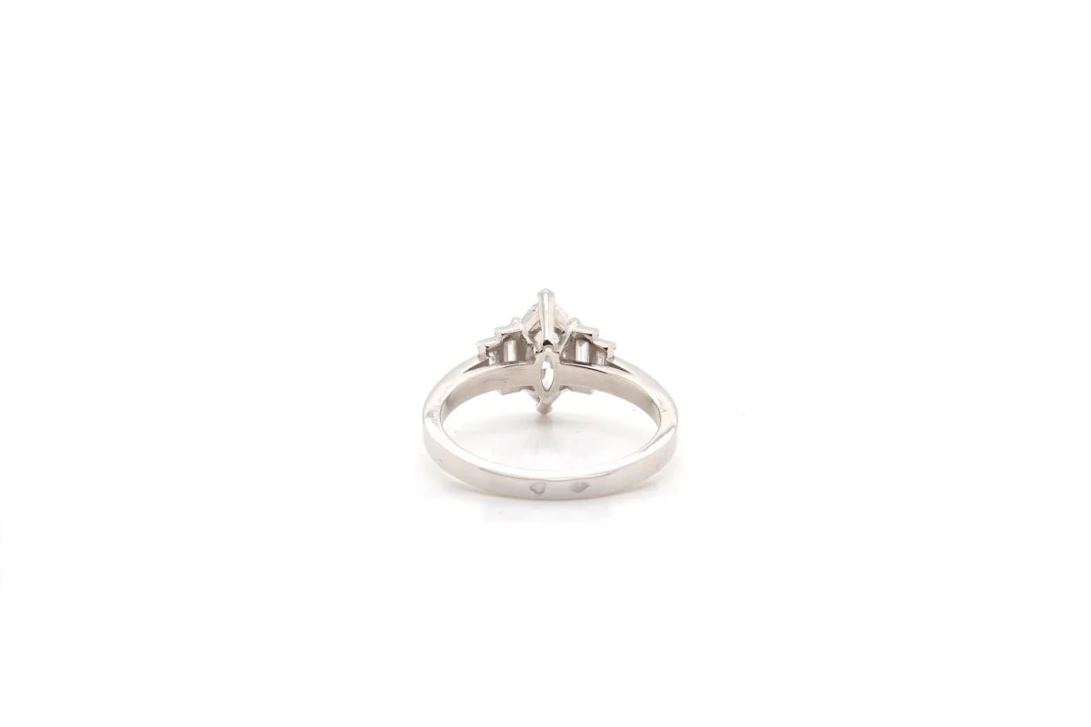 Platinum shuttle diamond and baguette ring - Image 5