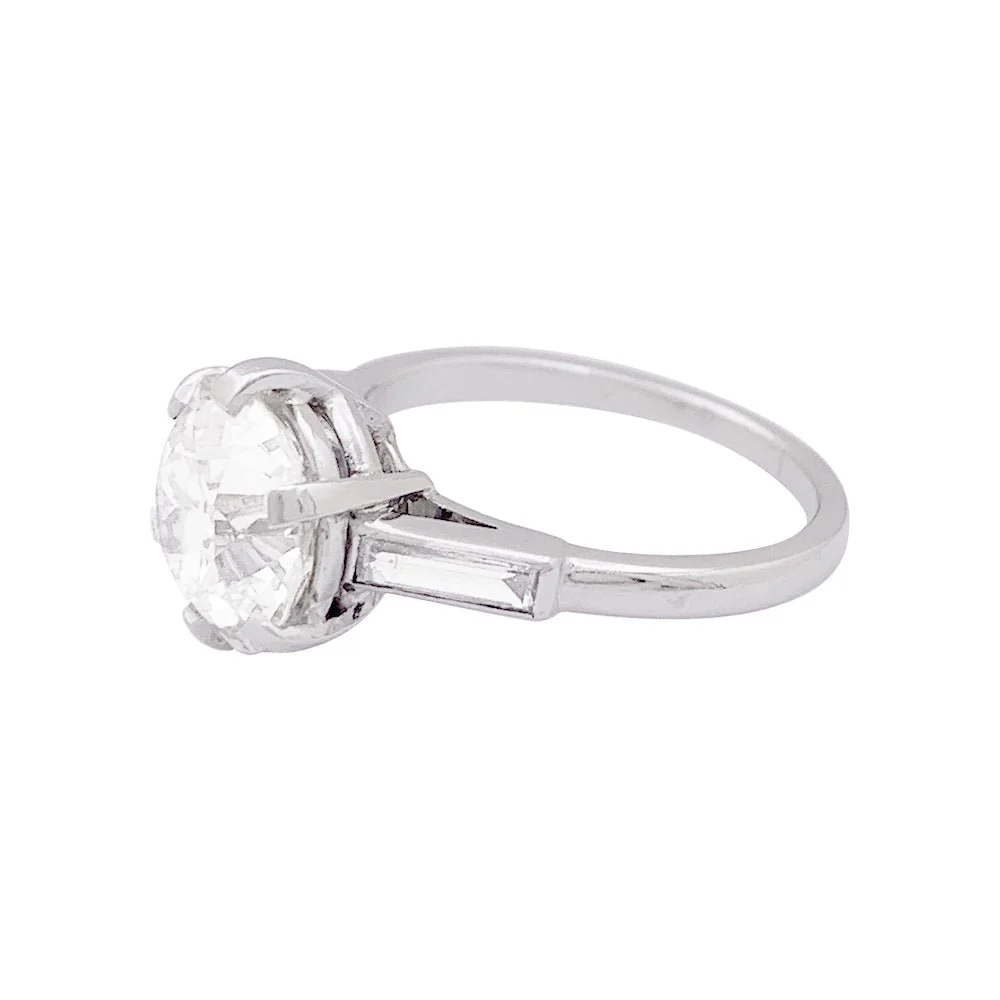 Old cut diamond ring, platinum. - Image 3