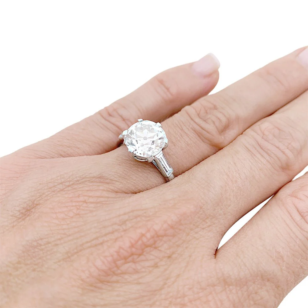 Old cut diamond ring, platinum. - Image 7