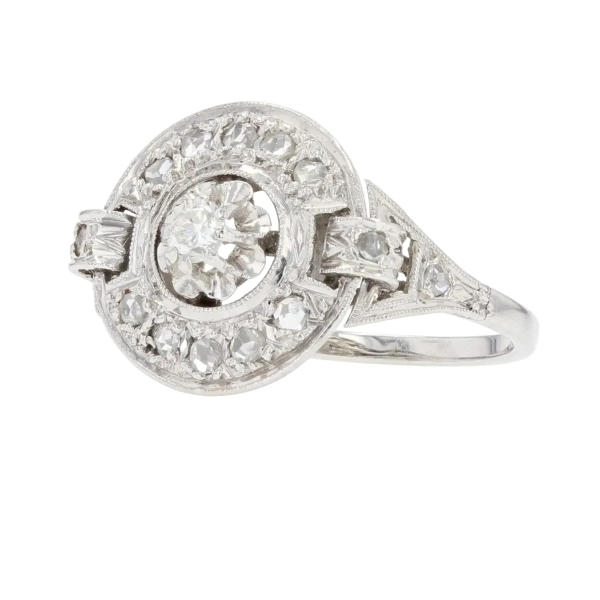 Entourage ring in white gold, platinum and diamonds - Image 3