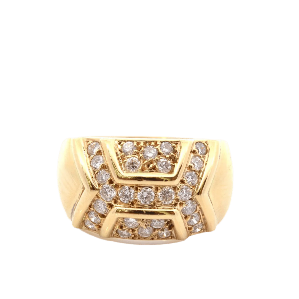 Ring Dome in yellow gold and diamonds