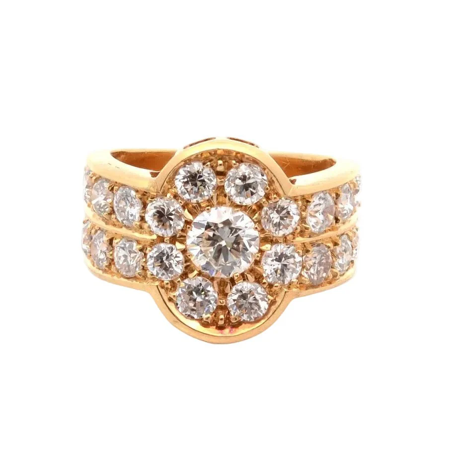 Yellow Gold and Diamond Pave Ring