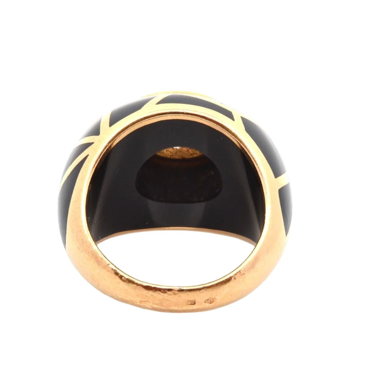 Dome ring in yellow gold, enamel and diamonds - Image 3