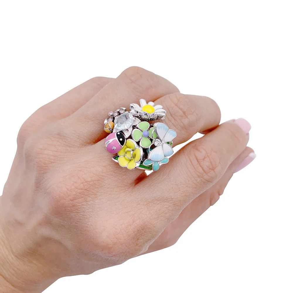 DIOR “Diorette” ring in white gold, enamel, aquamarine and diamond. - Image 6
