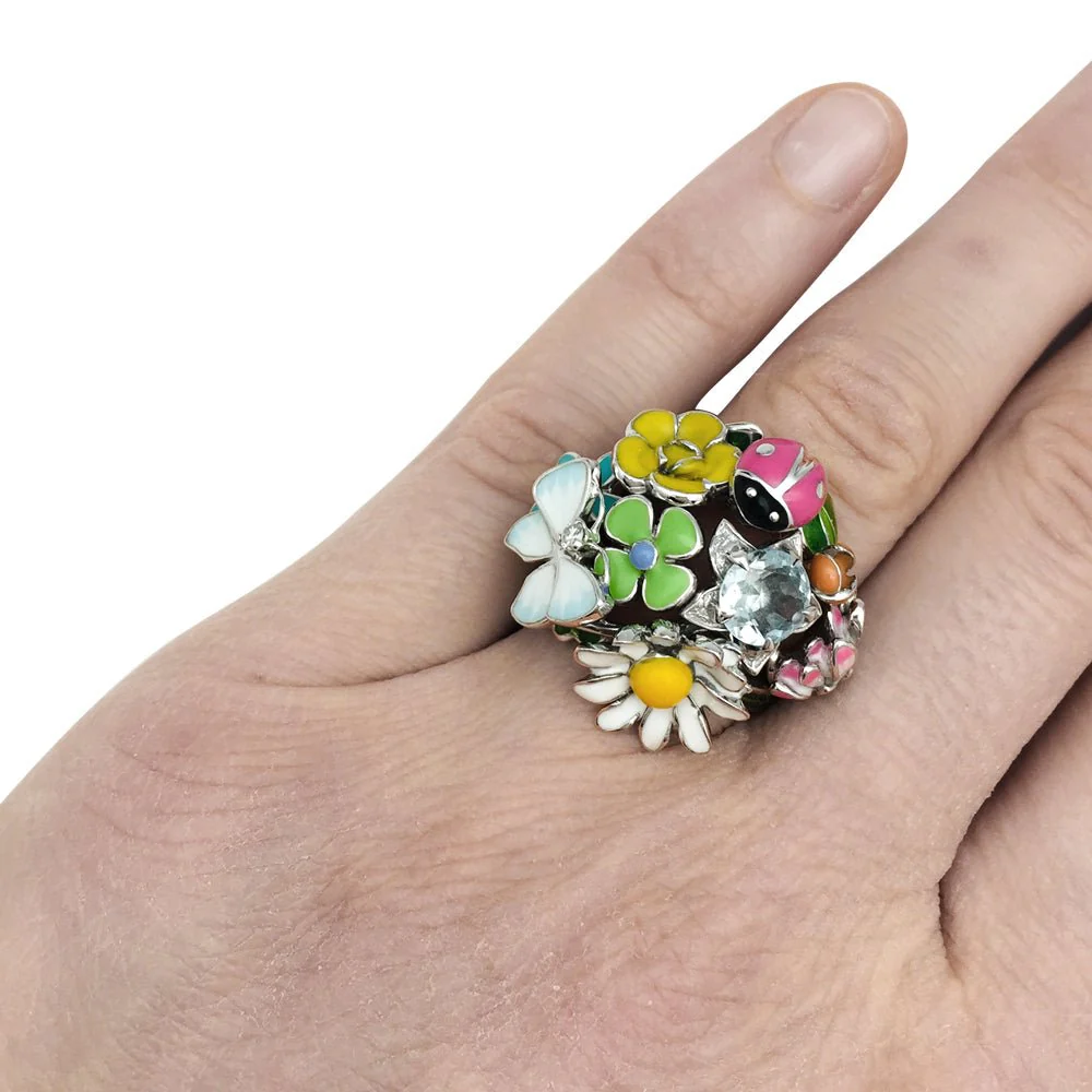 DIOR “Diorette” ring in white gold, enamel, aquamarine and diamond. - Image 7