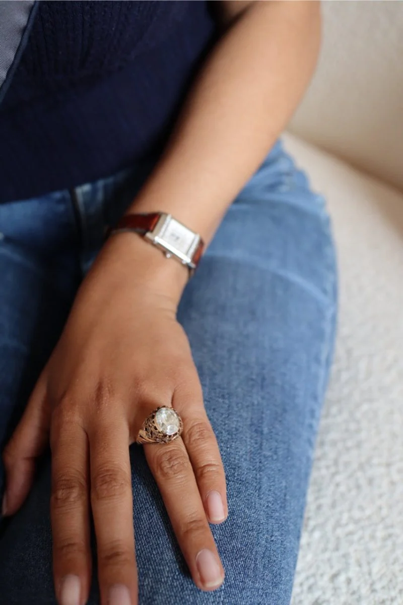 Dome ring in rose gold, set with an old European cut oval diamond weighing approx. 4 carats - Image 6