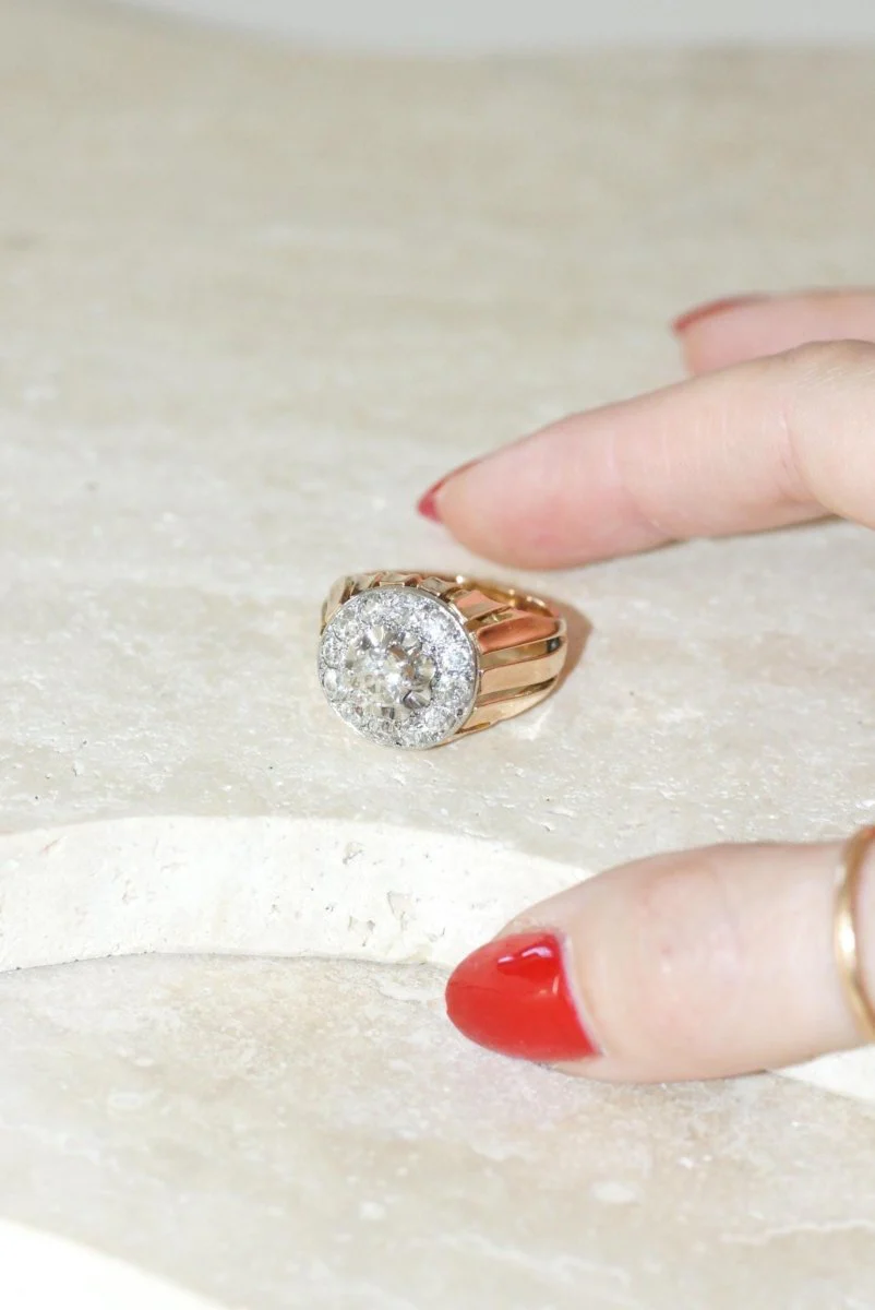 Ring Dome diamonds 2.40 Cts rose gold and platinum 40s - Image 4