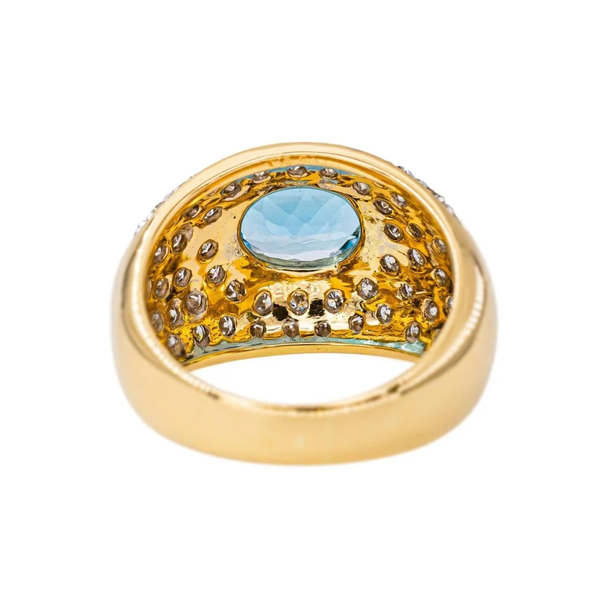 Yellow Gold Dome Ring with Blue Topaz - Image 5