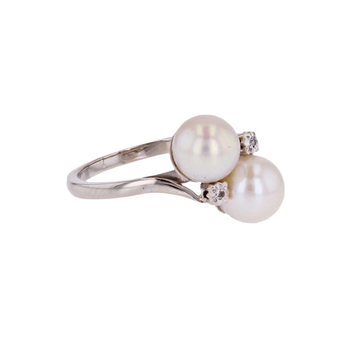 Ring You & Me in white gold, pearls and diamonds - Image 5