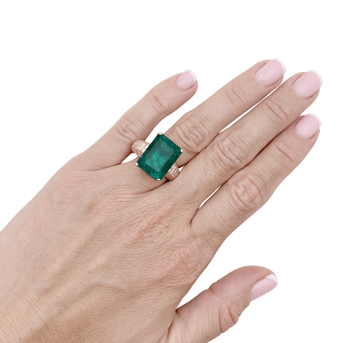 Yellow gold, emerald and diamond ring - Image 2
