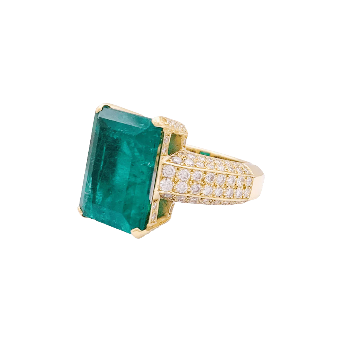 Yellow gold, emerald and diamond ring - Image 3