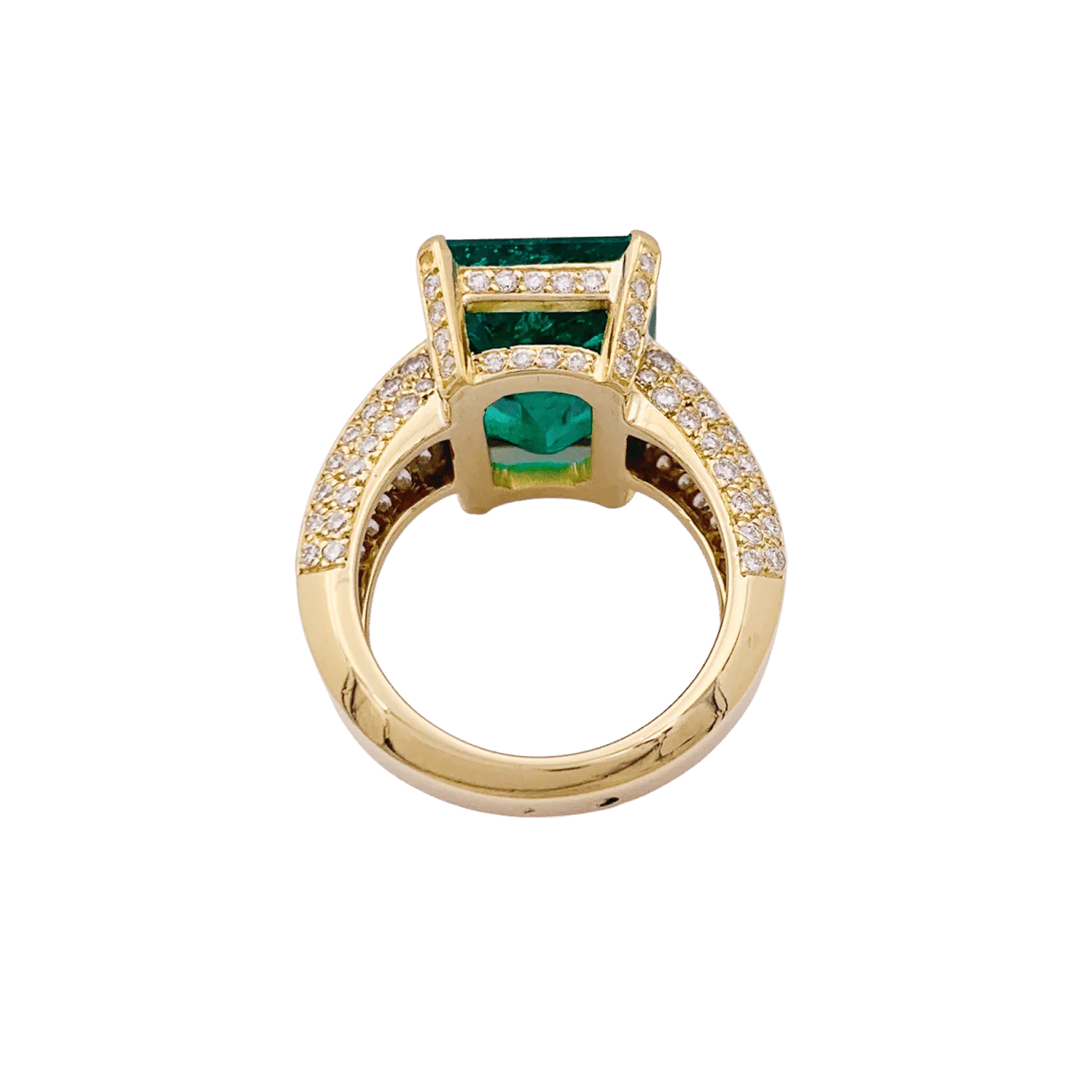 Yellow gold, emerald and diamond ring - Image 4