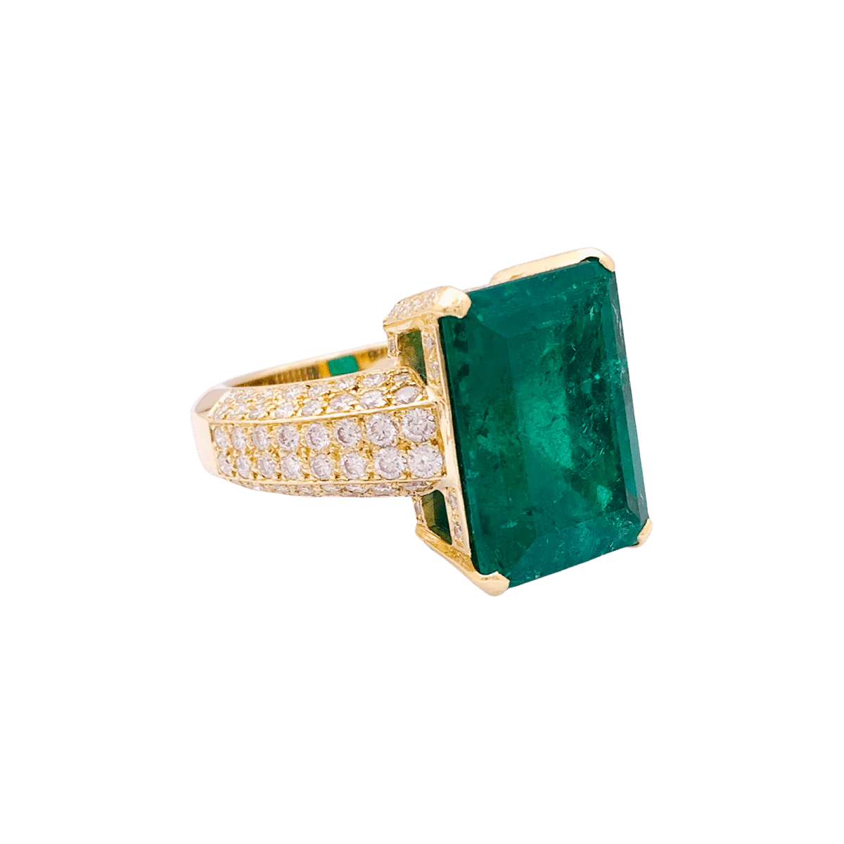Yellow gold, emerald and diamond ring - Image 5