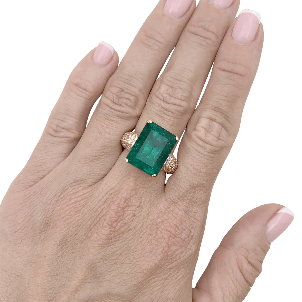 Yellow gold, emerald and diamond ring - Image 6