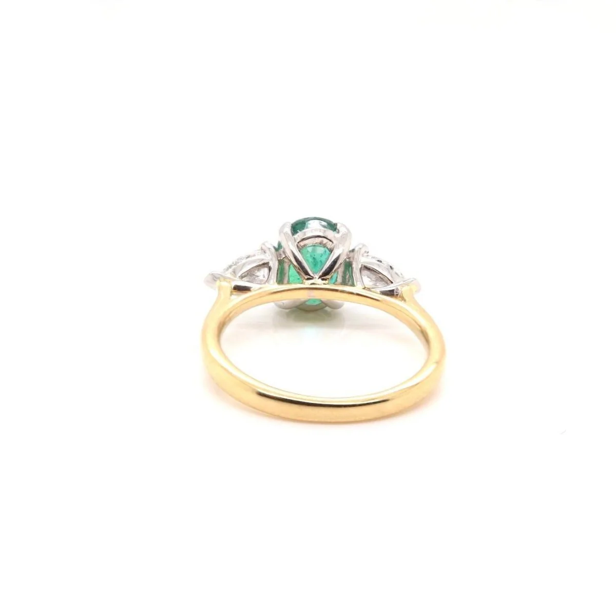 Emerald and diamond ring in yellow gold and platinum - Image 4