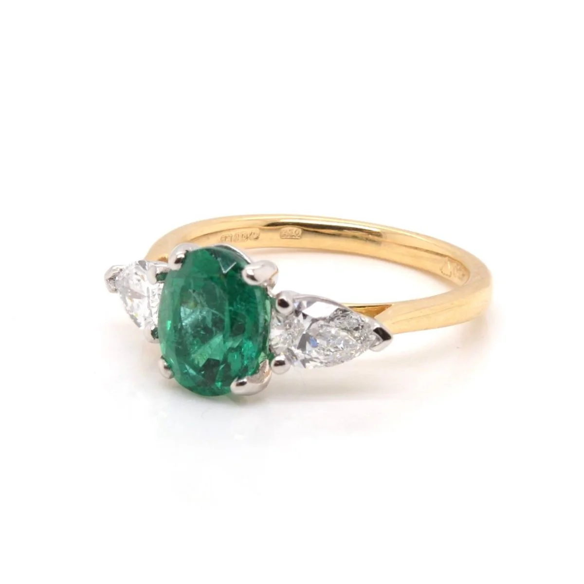 Emerald and diamond ring in yellow gold and platinum - Image 5