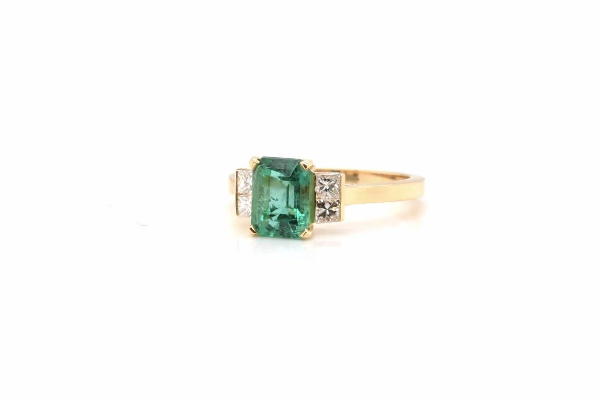 Princess emerald and diamond ring