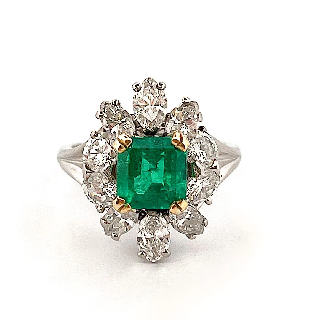 Marguerite MAUBOUSSIN ring in white gold, emerald and diamonds