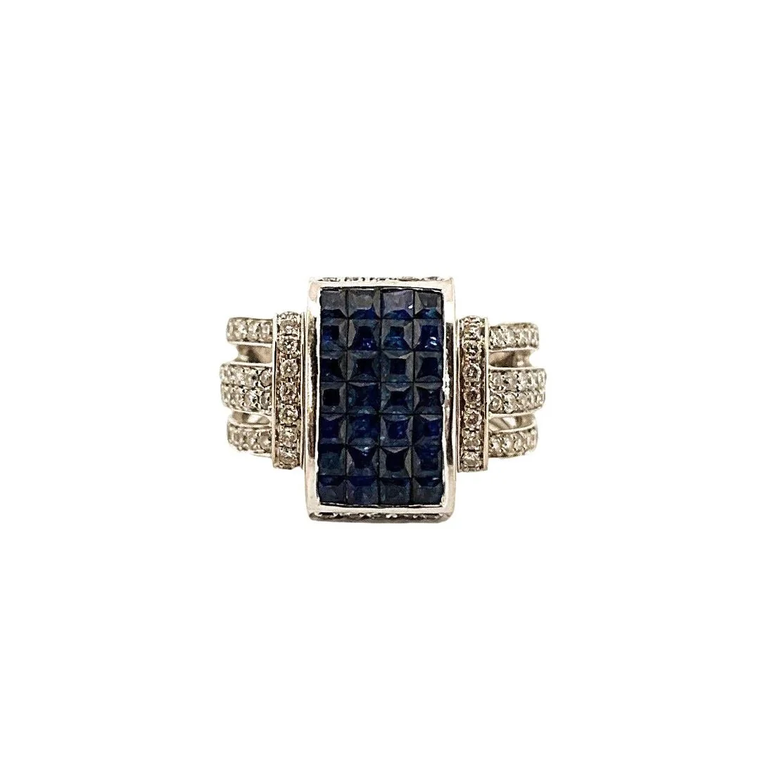 J by A&D ring in white gold, sapphires and diamonds - Image 3