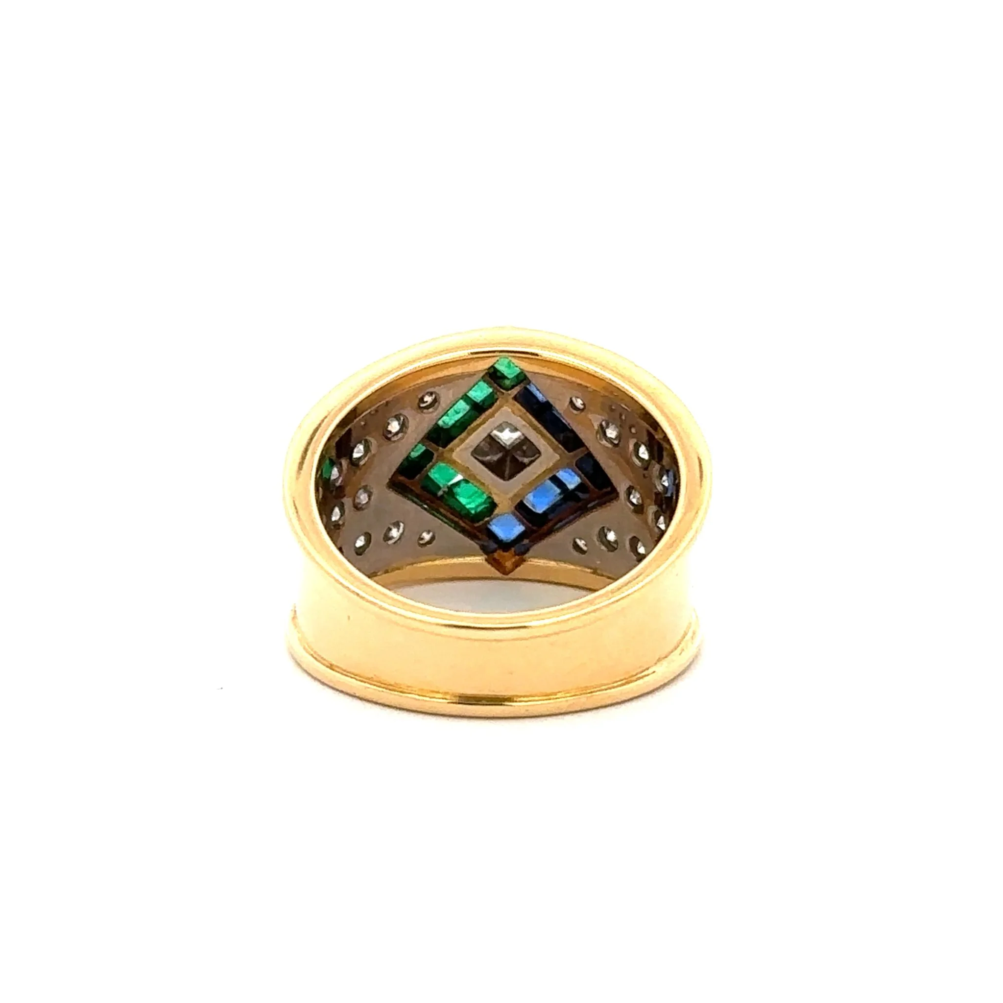 Ring in white gold, yellow gold, sapphires, emeralds and diamonds - Image 4
